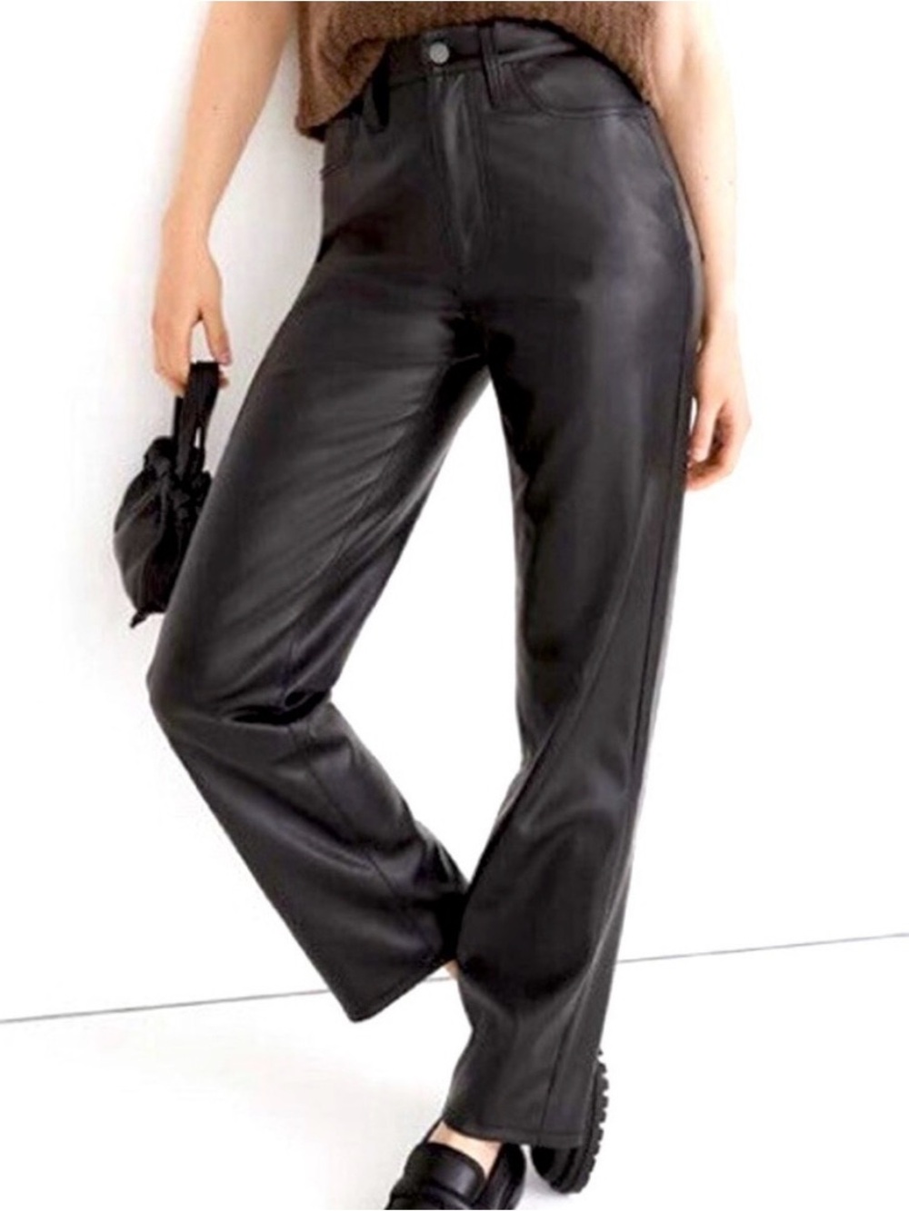 Madewell Black Perfect Vintage Faux Leather Straight-Leg Pants Size 31